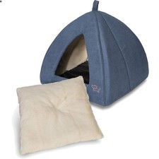 Plush Covered Cat Cave With Removable Cushion - Ideal For Small Dogs & Cats