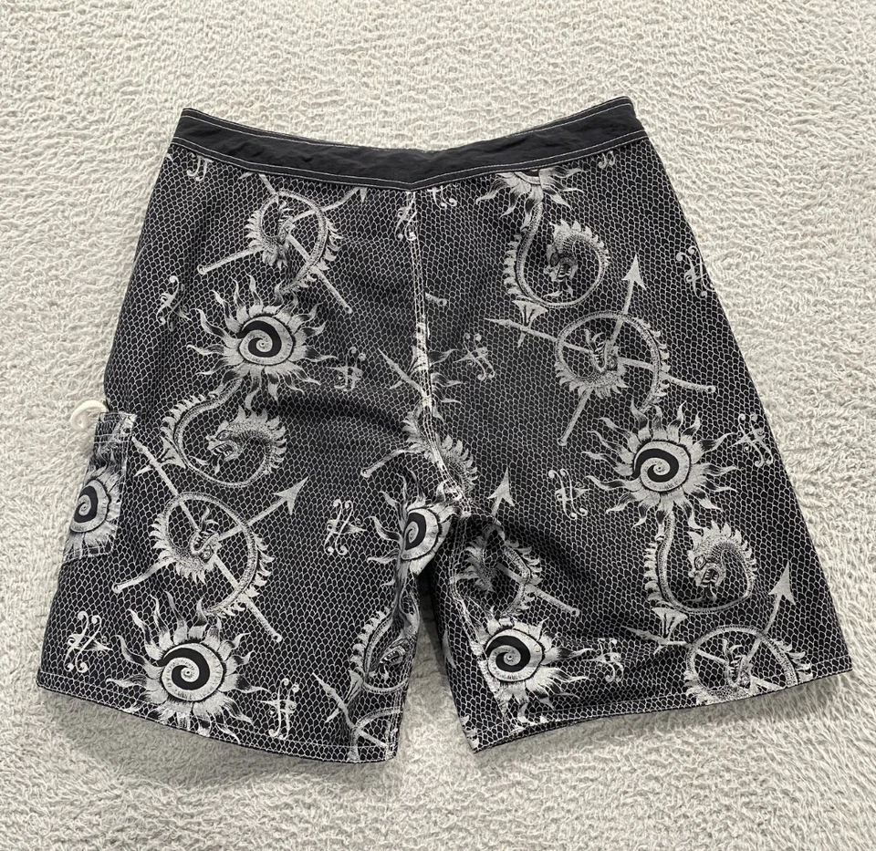 Rusty Shorts Mens 36 Black Dragon Nylon Board Made In USA Beach Surf VTG - Image 4 of 4