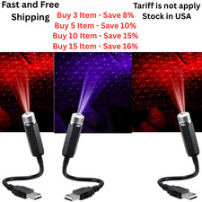 3Pcs USB Star Night Light Projector   Blue/Red, 7 Modes, Car Roof  Room Decor