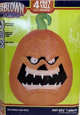 Gemmy Airblown Inflatable Evil Pumpkin 4 Ft Halloween Lights Up Creepy NOS 2007