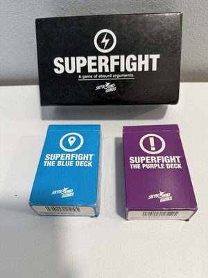 SUPERFIGHT Card Game Lot   Main Deck Plus Purple & Blue Decks