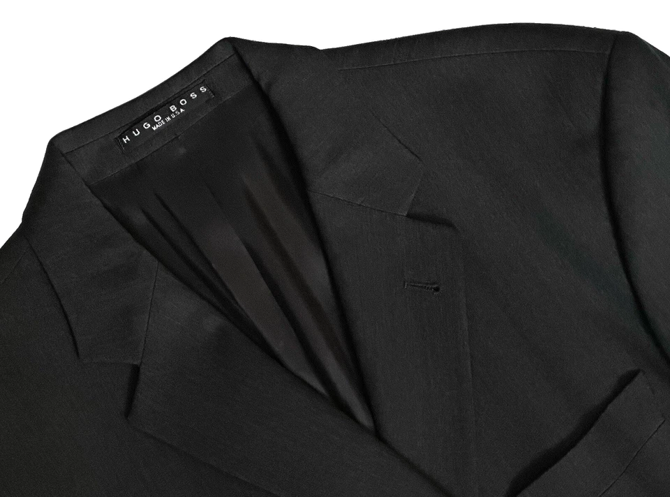 CHAQUETA HUGO BOSS 42R SE ADAPTA A 44R ETIQUETA NEGRA DK CARBÓN LB SB 3 BOTONES HECHA EN EE. UU. Foto 3 de 4