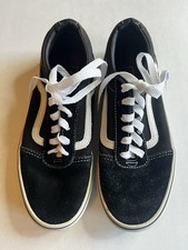 Vans Old Skool Sneakers Unisex Suede Black And White Youth Size 4 Skating School