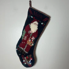 Personalized Mark Christmas Stocking Santa Claus Needlepoint Hanging Decor