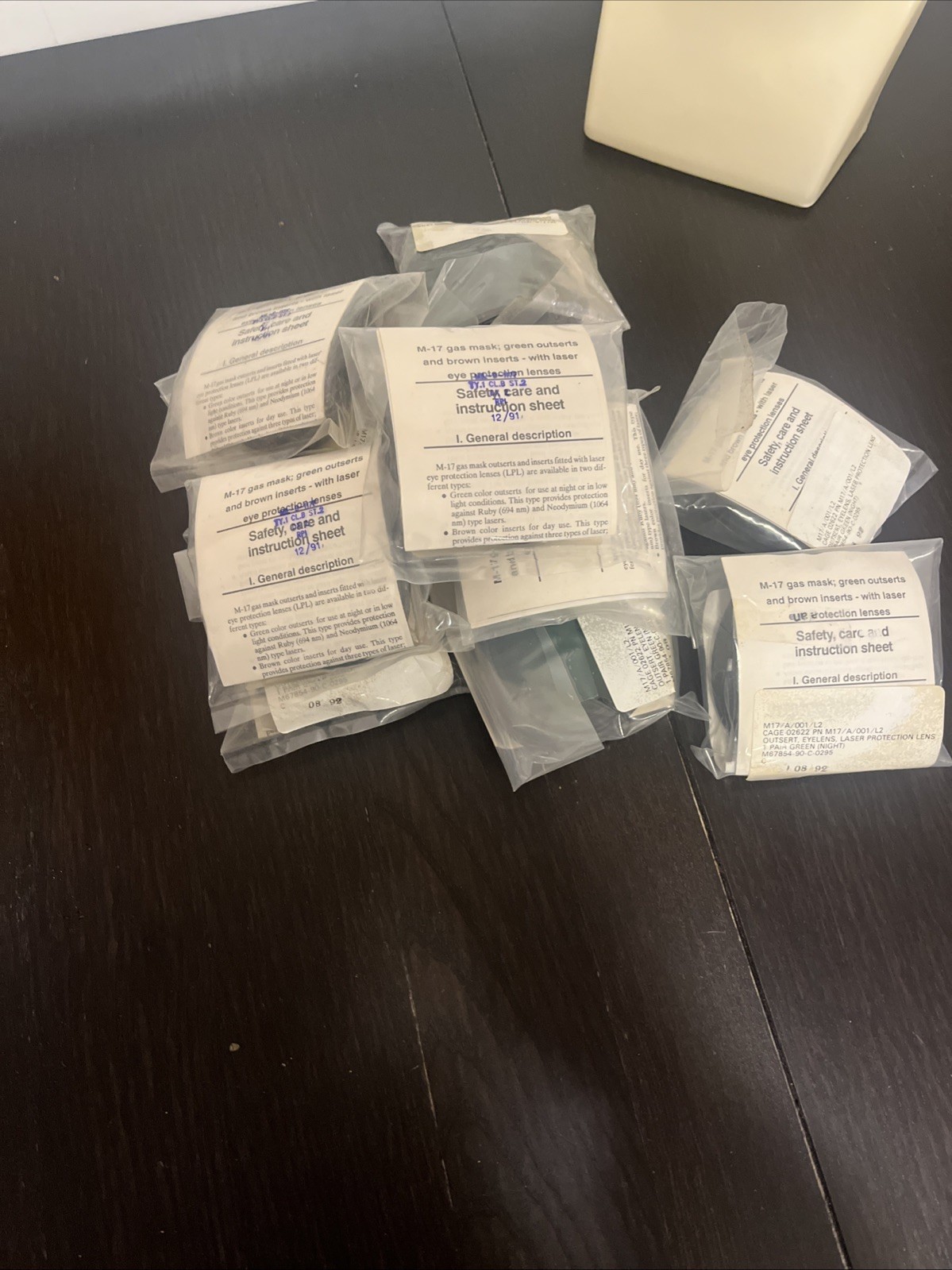 M17 M17A2 Gas Mask Laser Outsert Lenses Green Rare Accessory Read Description