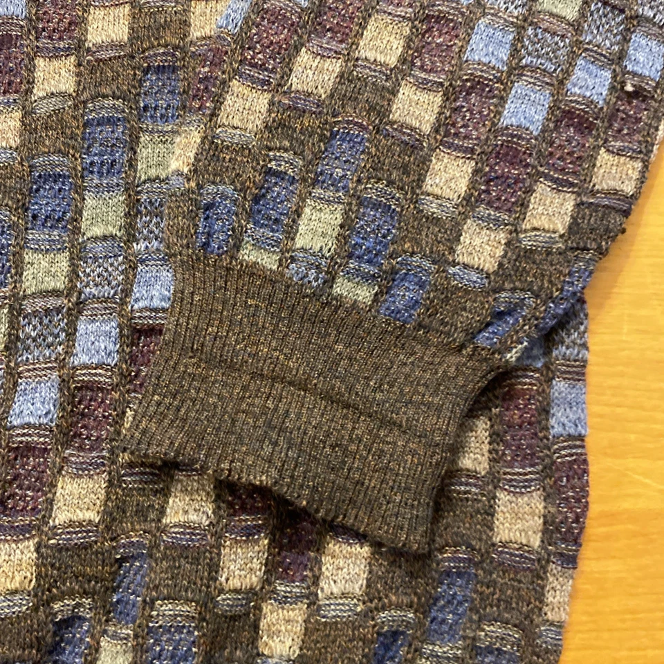 VTG Tricots St Raphael Knit Sweater Mens XL Merino Wool Geometric Grandpa Indie - Image 4 of 4