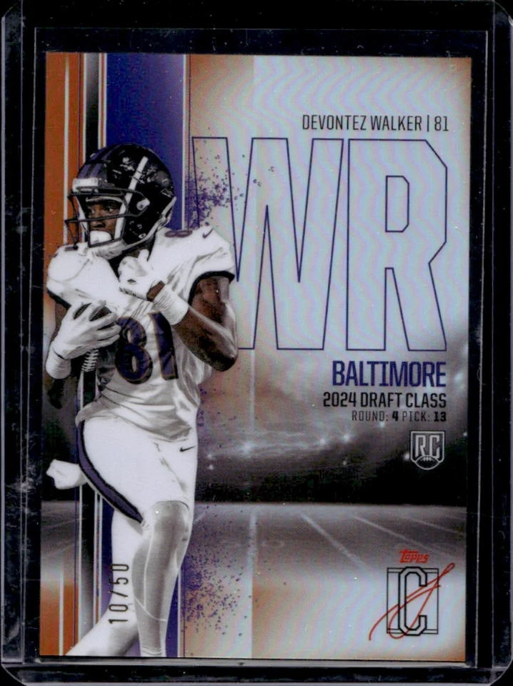 2024 Topps Signature Class Devontez Walker Rookie Cromo Variación Naranja #10/50