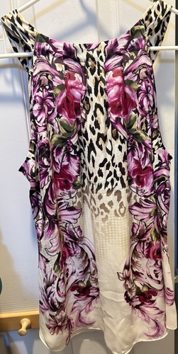 White House Black Market Women's Sleeveless Floral Halter Tank Top 100% Silk M - Picture 3 of 4