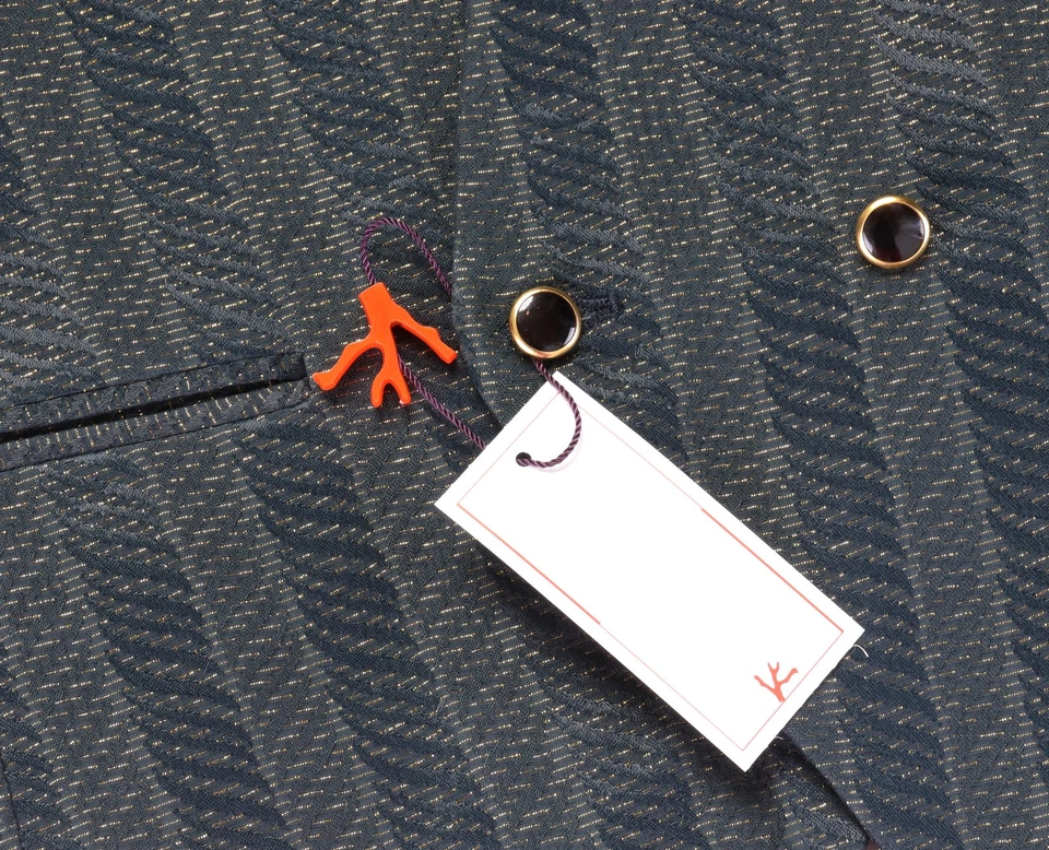 NWT ISAIA Napoli VEST blue golden cotton handmade luxury Italy 50 M - Image 4 of 4