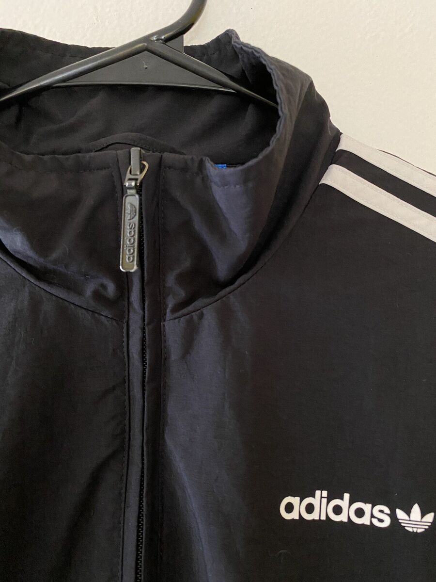 Vintage adidas Originals Track Jacket Full Zip Nylon Black Vintage adidas Originals Track Jacket Full Zip Nylon Black