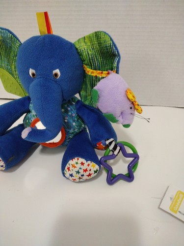 Elephant Clip Developmental Plush Toy,Rattle, Mirror Rings Teether - 第 5/7 張圖片