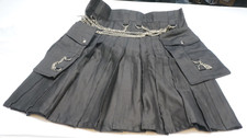 Fashion Cargo Utility Kilt Black with Silver Chains Scottish Outfit Size:38