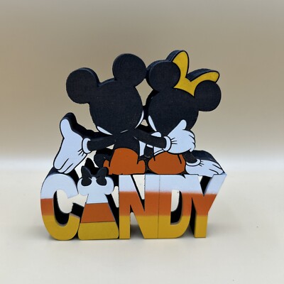 Halloween Mickey And Minnie Candy Corn Wooden Table Decor