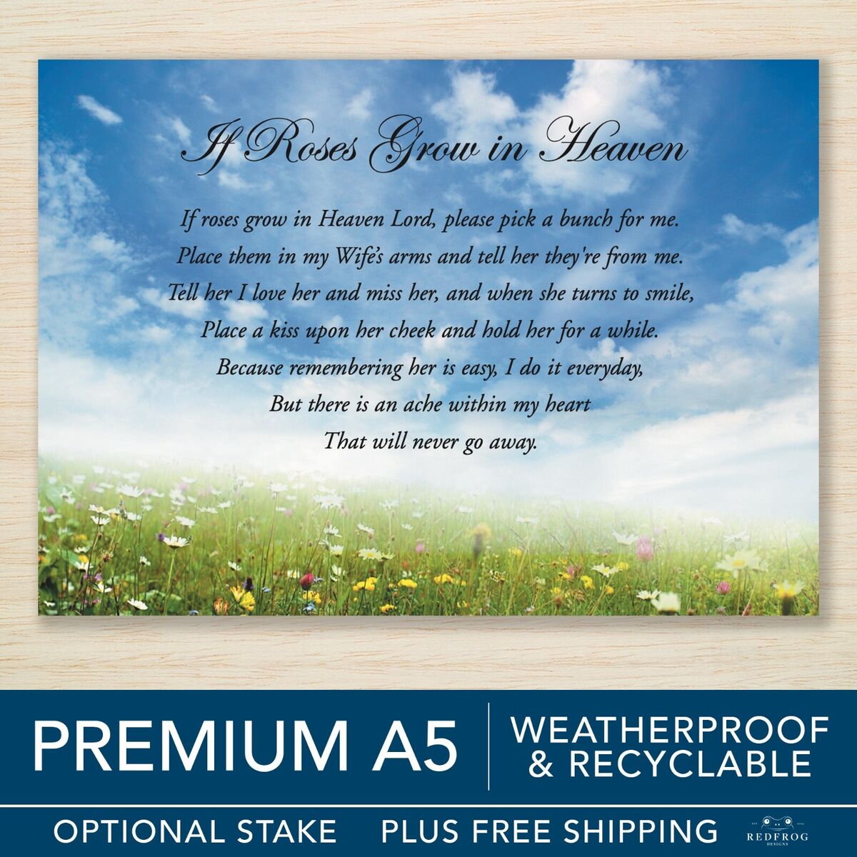 Dear Wife In Heaven Memorial Graveside Card Grave ornament 