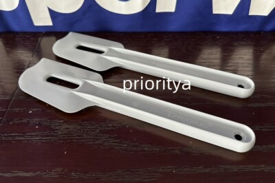 Tupperware Gadgets Kitchen Tools Hard Plastic Paddle Spatula Set 2 Grey New