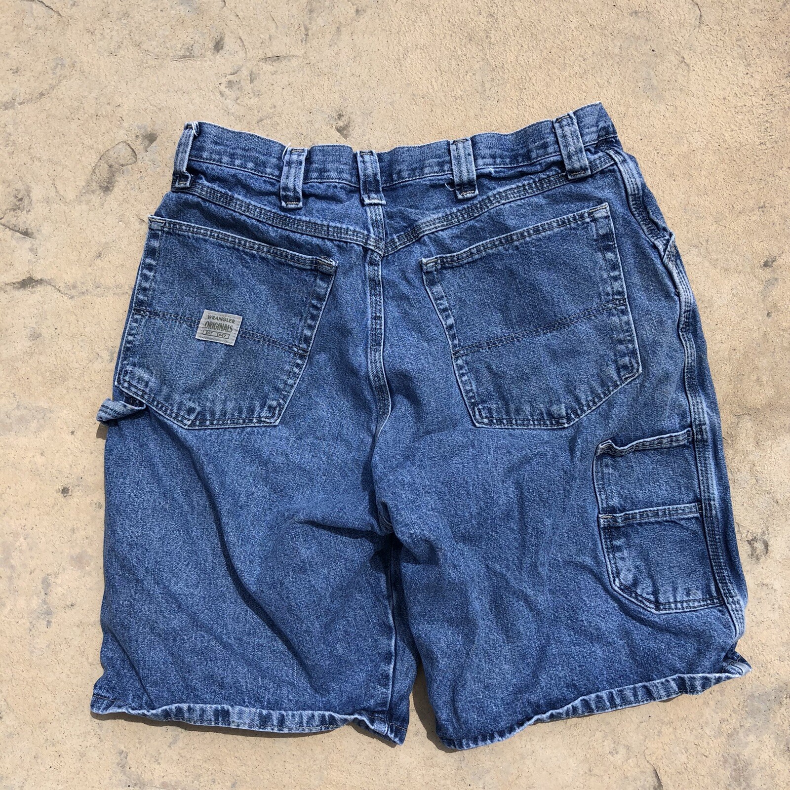 Vintage Wrangler Mens Denim Carpenter Shorts Pockets … Gem