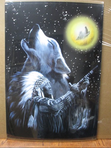 vintage Legends of America 2001 wolf Indian poster  15694