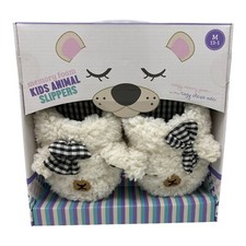 Kids Animal Slippers Memory Foam Sherpa Outer Slip On Fuzzy Soft Size M 13-1