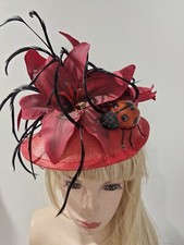Fascinator millinery hat races wedding costume red beetle SALE SALE SALE