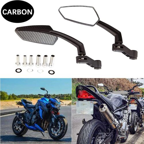 Motorcycle Carbon Fiber Rearview Side Mirrors For Yamaha WR125 XJ6 600 F CBF125 - Picture 1 of 14