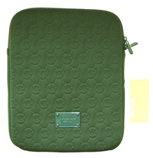 MICHAEL KORS DARK GREEN OLIVE NEOPRENE MK LOGO SLEEVE IPAD TABLET CASE,COVER