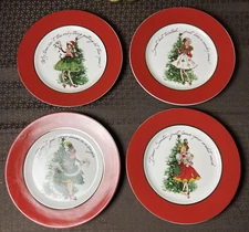 Frontgate Katherine's Collection Set of 4 Christmas 8" Plates Mena Merendino IOB