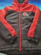 Genuine NFL Cleveland Browns Puffer Jacket Men's Large Orange Brown NWT!