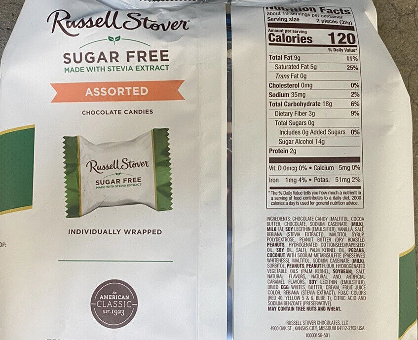Russell Stover Sugar Free Assorted Chocolates Candy 21.23 oz Bag FREE SHIP - Image 2 of 2