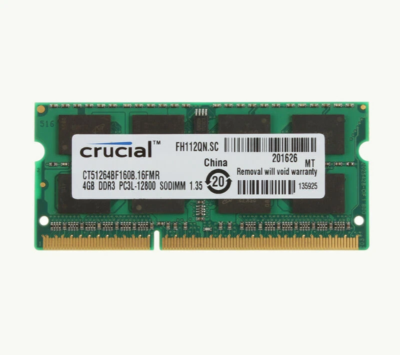 Crucial 4GB DDR3L PC3L 12800 SDRAM 1600mhz SODIMM Laptop Memory