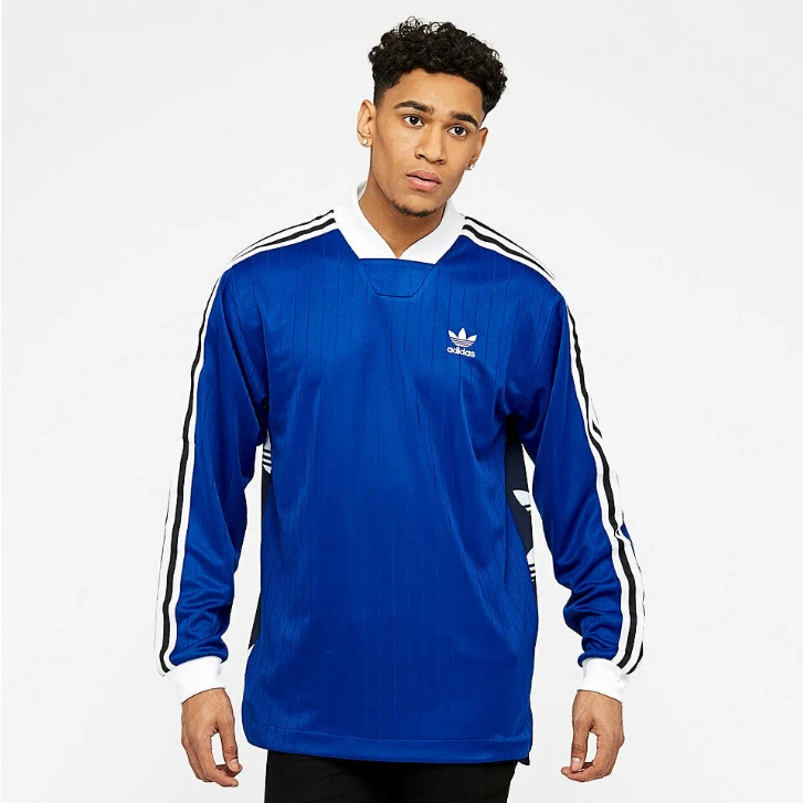 Adidas Originals B-Side Men Long Sleeve Soccer Jersey Blue White DH5057 |  eBay