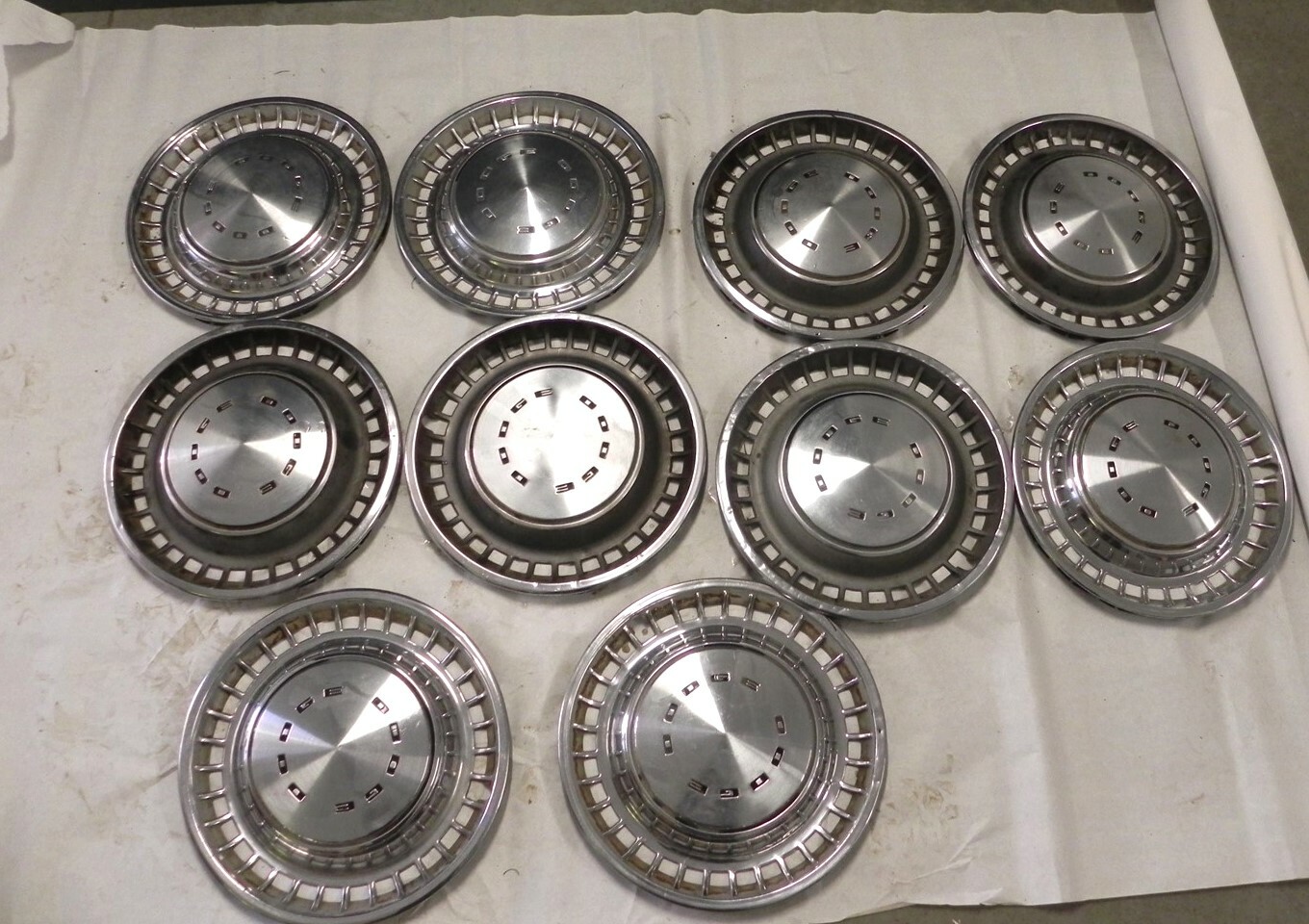 1972-73-74 DODGE VINTAGE FACTORY OEM 14-INCH HUBCAP WHEEL COVERS LOT OF 10 USED