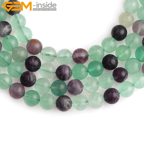 Natural Forested Round Chakras Beads Green Purple Fluorite Quartz Jewelry 15" - Picture 13 of 28
