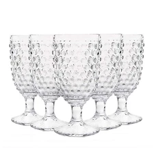 G Hobnail Drinking Glasses 6 Set, 13.3 oz Vintage Water Goblets Iced Tea Beve...