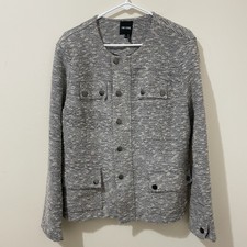 Nic + Zoe Womens Multicolor The Ritz Metallic Thread Cotton Blend Jacket Size L