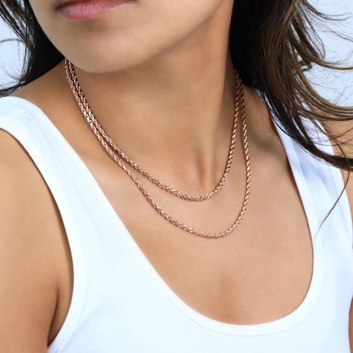 14K Rose Gold 1.5mm-6mm Diamond Cut Rope Chain Necklace Mens Womens 16"-30" - Picture 29 of 84