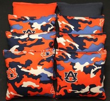 8 ALL WEATHER CORNHOLE BEANBAGS made w AUBURN TIGERS AU Fabric