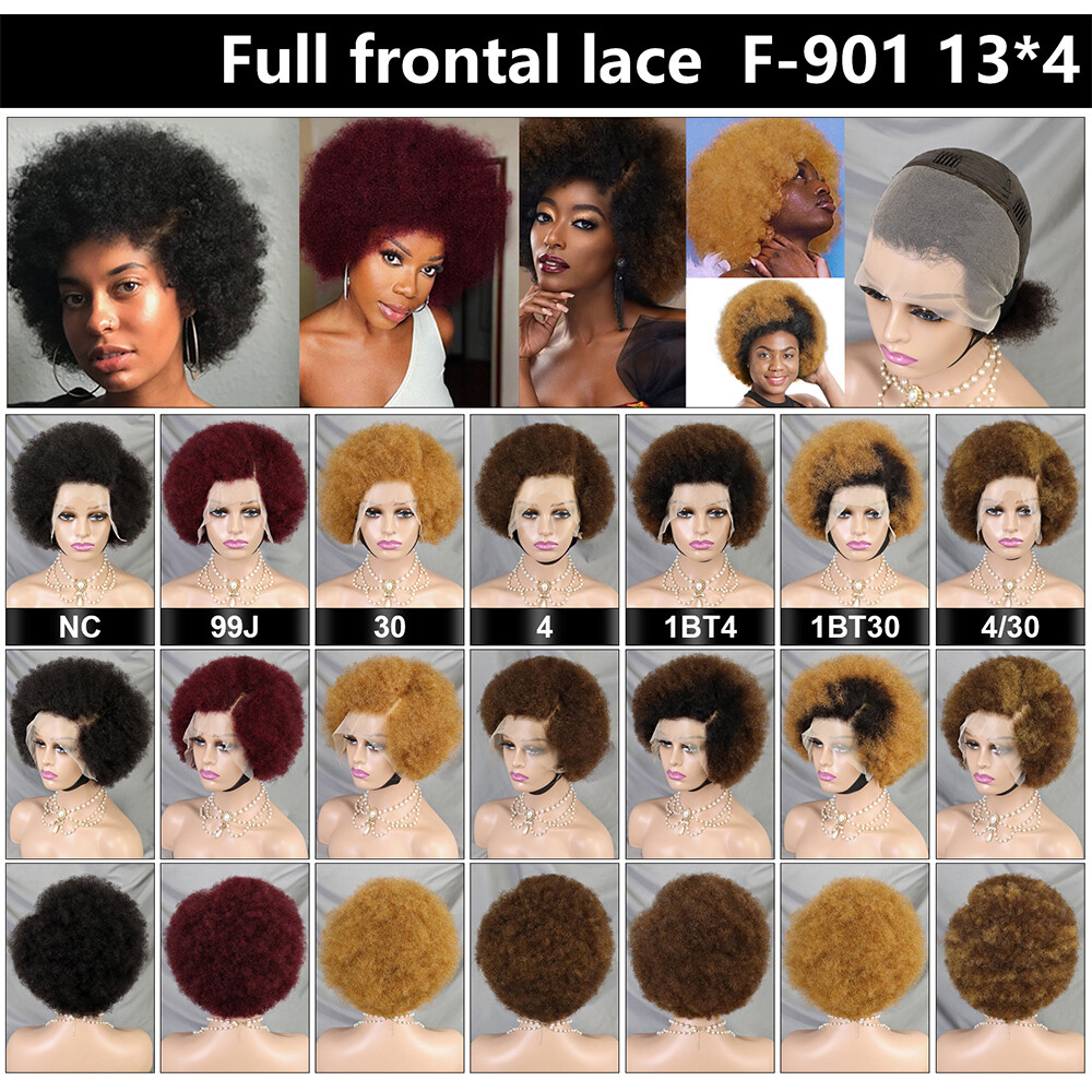 Kinky Curly 13X4 Lace Front Wig Afro Bob Human Hair Natural Hairline Wigs
