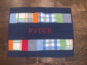 Pottery Barn Kids Navy Blue Plaid Quiltes Pillow Sham Case Ryder