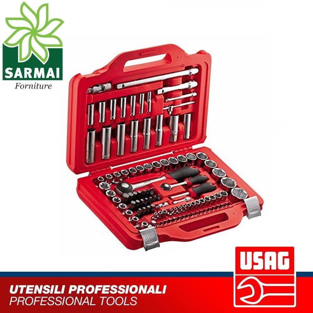 USAG 601 1/4-1/2 J100 CASSETTA SERIE CHIAVI CRICCHETTO A BUSSOLA TORX INSERTI