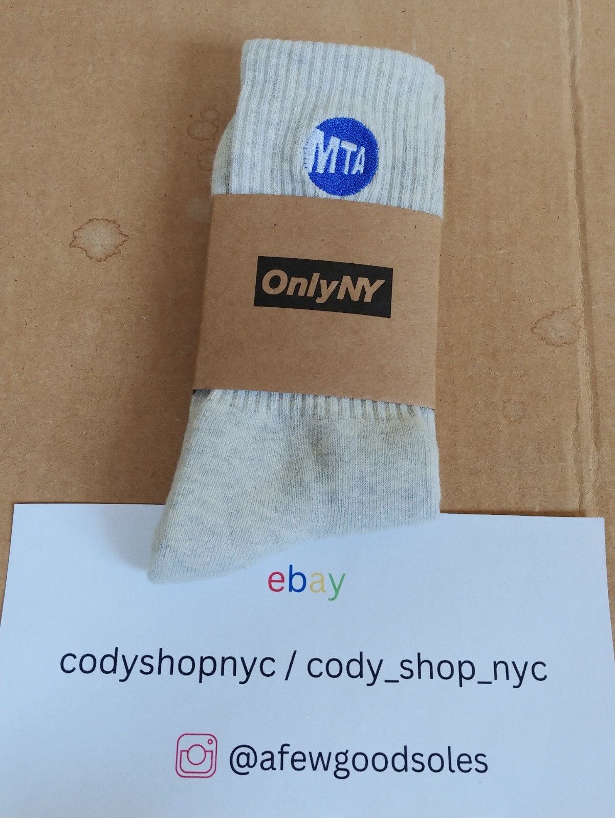 SAOLA Calze Only NY x MTA ricamate logo bianco sporco taglia adulto 9 11 New York City NYC