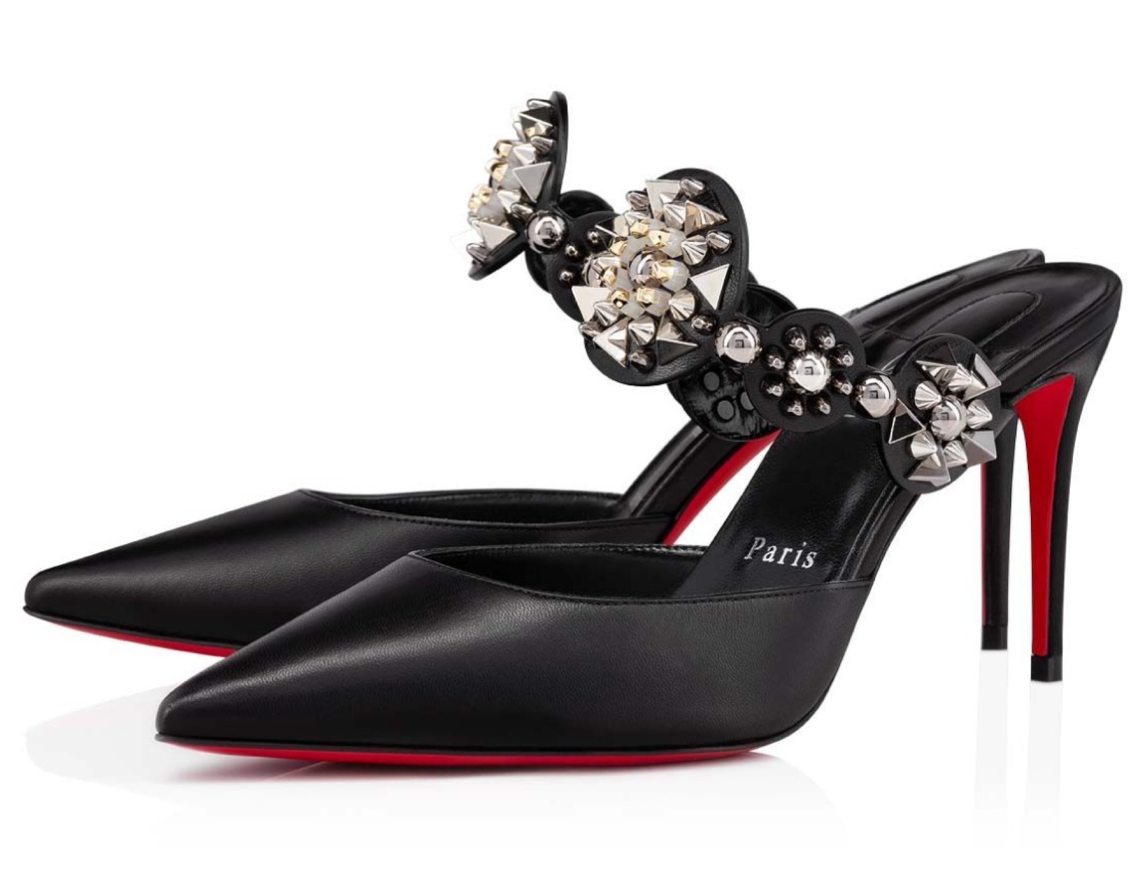 Christian Louboutin Miss Goldora 85 Black Backless Sandal Mule Heel Pump  38.5 | eBay