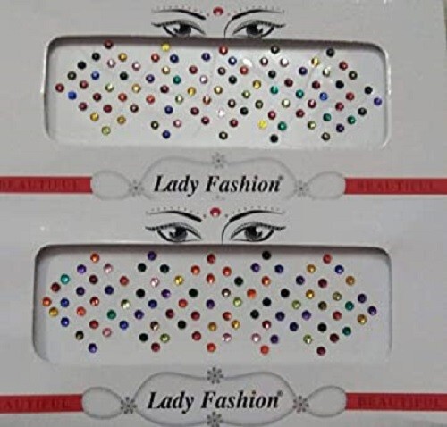 Pack Multicolr Clear Crystals Stick On Jewels, Fake Nose Stud