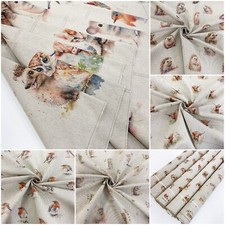 Animal Cushion Panel Sets 6 x Linen Look Fabric and Allover Matching Prints