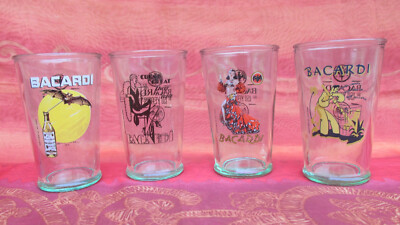 4 x Bacardi Glas 150 Years Limited Edition Sammlerglas komplett 1 2 3 4 ca. 0,3l