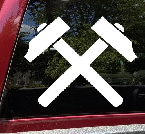 Crossed Sledgehammers Vinyl Decal | Sledge Tool Mallet | Die Cut Sticker - Picture 3 of 5