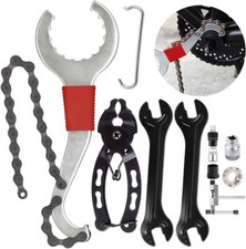 9Pcs Bike Repair Tool Kit Crank Chain Cutter Extractor Bracket Freewheel Puller