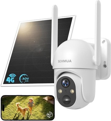 SEHMUA 24/7 AOV 4G LTE Überwachungskamera Für Aussen Mit Solar & SIM Karte