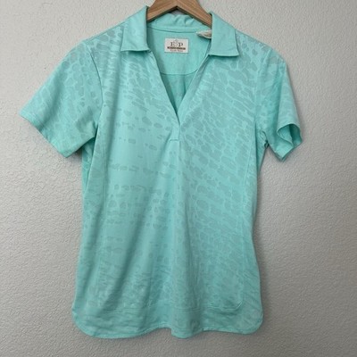 EP Pro Tour Tech Top Womens Small Casual Short Sleeve Golf Polo Shirt Teal EUC