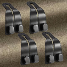 4 Pack Headrest Hooks for Car, Leather Car Seat Back Storage Hooks, Car Purse Ho