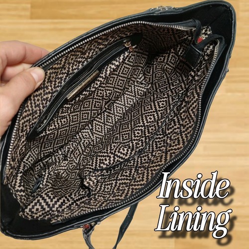 Antik Kraft Große schwarze Moto Bag-Geldbörse aus Veganem Leder mit Doppelriemen - Picture 8 of 12
